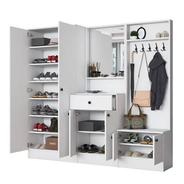 Garderobestativ Wallxpert Hyla (199,4 x 182,2 x 37,5 cm) Hvid - Hvid - Møbler - Entrémøbler - Møbelsæt til hall og entre