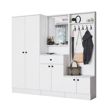 Garderobestativ Wallxpert Hyla (199,4 x 182,2 x 37,5 cm) Hvid - Hvid - Møbler - Entrémøbler - Møbelsæt til hall og entre