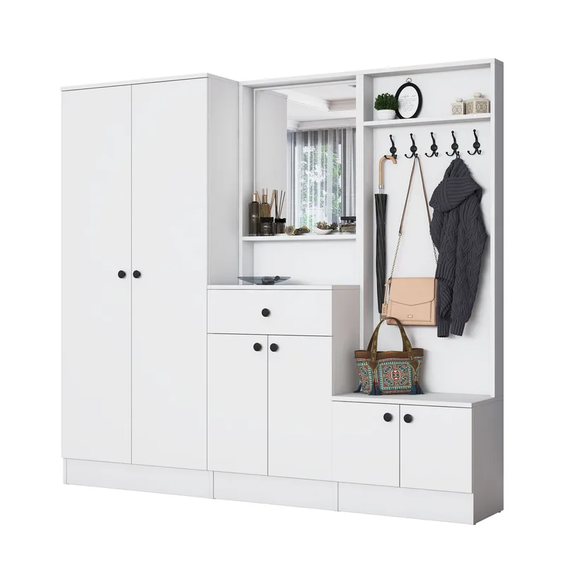 Garderobestativ Wallxpert Hyla (199,4 x 182,2 x 37,5 cm) Hvid, Hvid