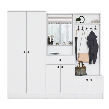 Garderobestativ Wallxpert Hyla (199,4 x 182,2 x 37,5 cm) Hvid - Hvid - Møbler - Entrémøbler - Møbelsæt til hall og entre