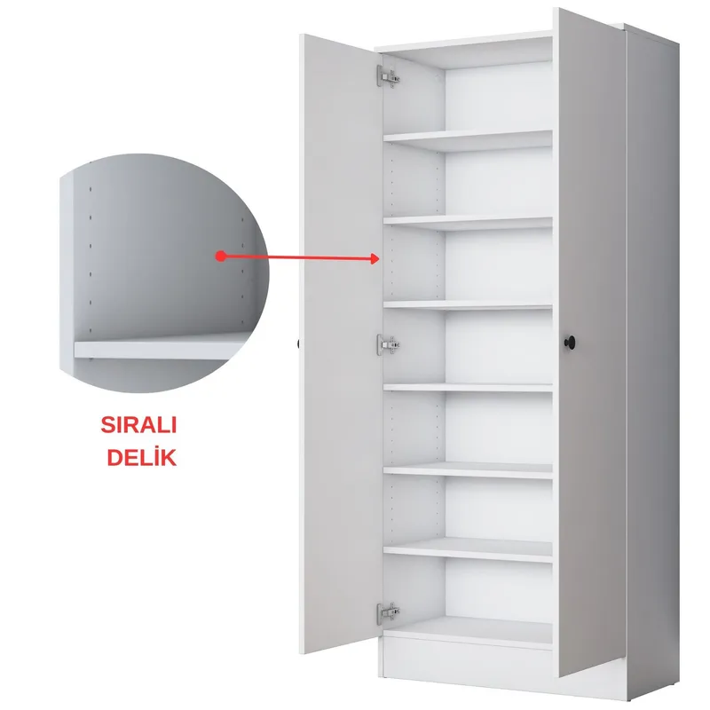 Garderobestativ Wallxpert Hyla (199,4 x 182,2 x 37,5 cm) Hvid - Hvid - Møbler - Entrémøbler - Møbelsæt til hall og entre