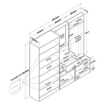 Garderobestativ Wallxpert Hyla (199,4 x 182,2 x 37,5 cm) Hvid - Hvid - Møbler - Entrémøbler - Møbelsæt til hall og entre