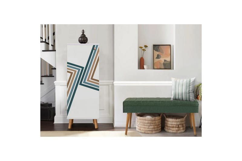 Gelsgan Entrémøbelsæt - Hvid/Grøn - Møbler - Entrémøbler - Møbelsæt til hall og entre