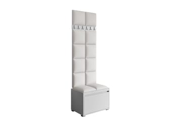 Grawis Bænk med 12 stk Vægdekoration 30x30 cm - Hvid - Møbler - Entrémøbler - Møbelsæt til hall og entre