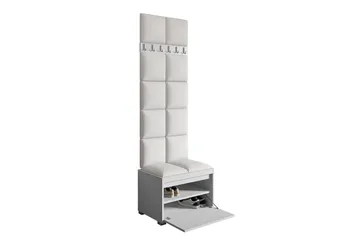 Grawis Bænk med 6 stk Vægdekoration 60x30 cm - Hvid - Møbler - Entrémøbler - Møbelsæt til hall og entre