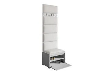 Grawis Bænk med 6 stk Vægdekoration 60x30 cm - Hvid - Møbler - Entrémøbler - Møbelsæt til hall og entre