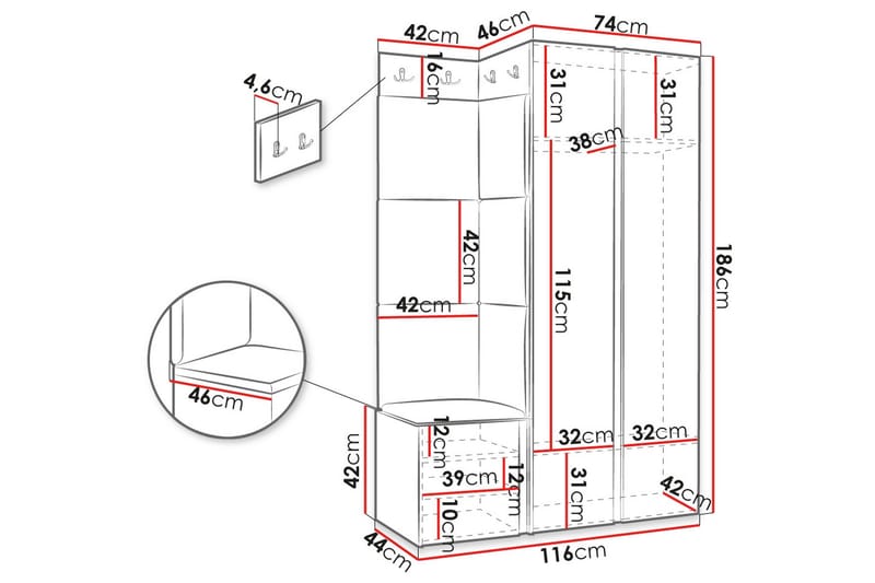 Hollan Hall Møbelsæt - Brun - Møbler - Entrémøbler - Møbelsæt til hall og entre