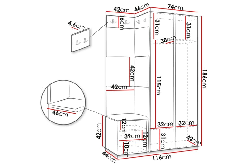Hollan Hall Møbelsæt - Brun - Møbler - Entrémøbler - Møbelsæt til hall og entre