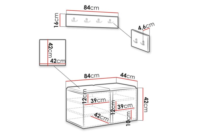 Hollan Hall Møbelsæt - Grå - Møbler - Entrémøbler - Møbelsæt til hall og entre