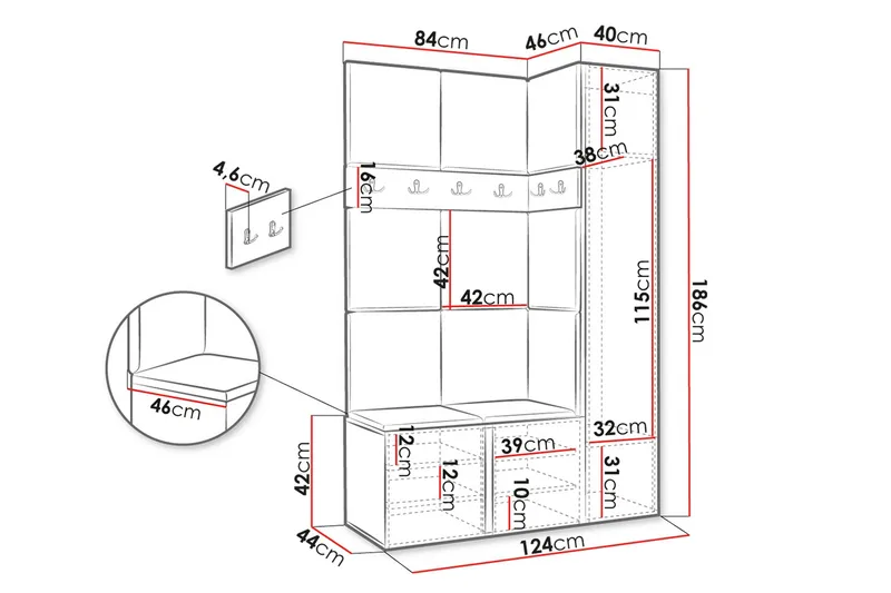Hollan Hall Møbelsæt - Lyserød - Møbler - Entrémøbler - Møbelsæt til hall og entre