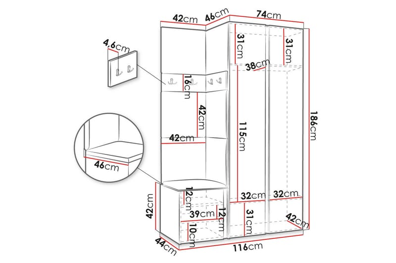 Hollan Hall Møbelsæt - Sort Og Hvid - Møbler - Entrémøbler - Møbelsæt til hall og entre