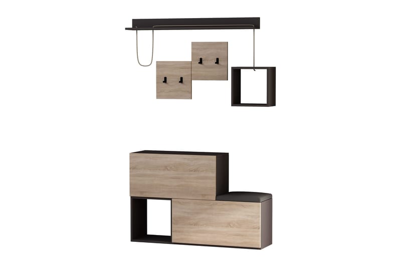 Homitis entremøbel - Mørkegrå / træ - Møbler - Entrémøbler - Møbelsæt til hall og entre