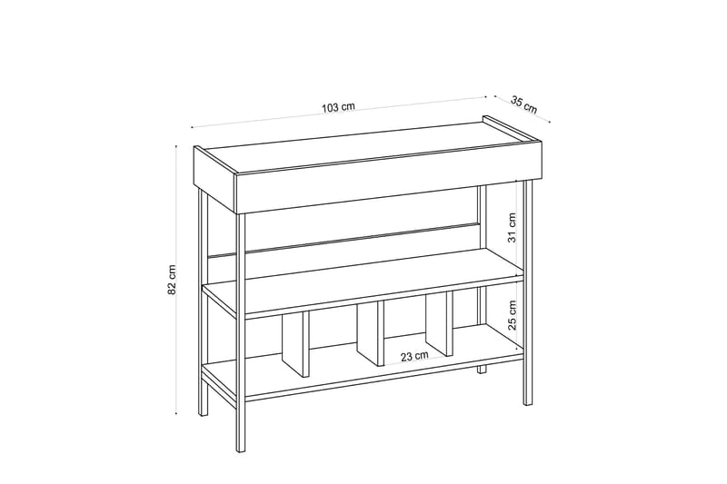 Acrona Entrémøbelsæt 35x103 cm - Natur/Hvid - Møbelsæt til hall og entre - Entréopbevaring