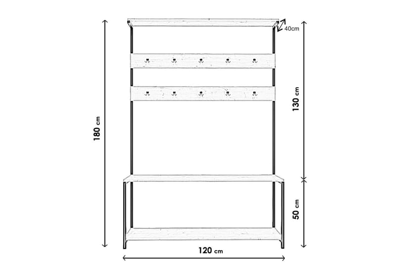 Akdere Entrémøbelsæt 120 cm - Natur - Møbler - Entrémøbler - Møbelsæt til hall og entre