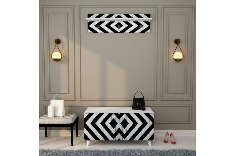 Amerbach Entrémøbelsæt 55x100 cm - Natur/Hvid - Møbler - Entrémøbler - Møbelsæt til hall og entre