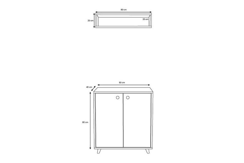 Anahurtig Entrémøbelsæt 80x80 cm - Natur/Hvid - Møbelsæt til hall og entre - Entréopbevaring