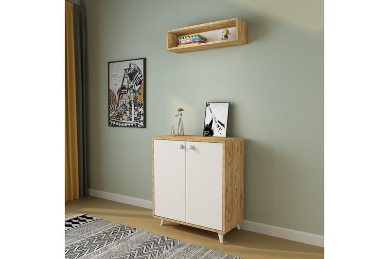 Anahurtig Entrémøbelsæt 80x80 cm - Natur/Hvid - Møbler - Entrémøbler - Møbelsæt til hall og entre