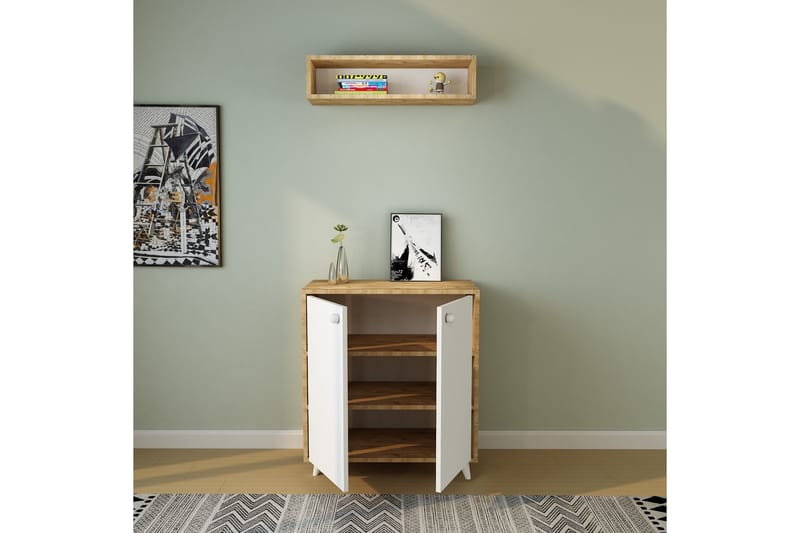 Anahurtig Entrémøbelsæt 80x80 cm - Natur/Hvid - Møbler - Entrémøbler - Møbelsæt til hall og entre