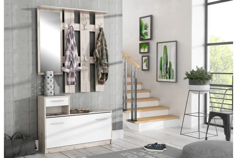 Breslau Entrémøbelsæt 98x180 cm, Beige / brun / hvid