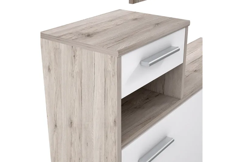 Breslau Entrémøbelsæt 98x180 cm - Beige / brun / hvid - Møbler - Entrémøbler - Møbelsæt til hall og entre