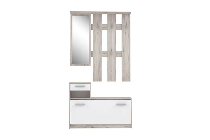 Breslau Entrémøbelsæt 98x180 cm - Beige / brun / hvid - Møbler - Entrémøbler - Møbelsæt til hall og entre
