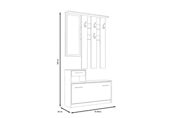 Breslau Entrémøbelsæt 98x180 cm - Beige / brun / hvid - Møbler - Entrémøbler - Møbelsæt til hall og entre