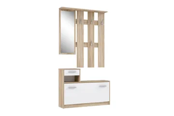 Breslau Entrémøbelsæt 98x180 cm - Beige/Hvid - Møbler - Entrémøbler - Møbelsæt til hall og entre