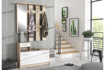 Breslau Entrémøbelsæt 98x180 cm - Beige/Hvid - Møbler - Entrémøbler - Møbelsæt til hall og entre