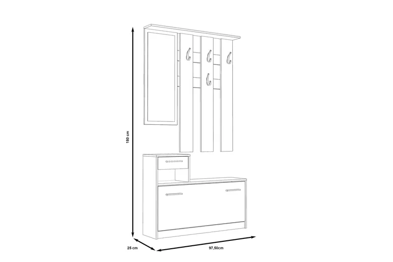Breslau Entrémøbelsæt 98x180 cm - Beige/Hvid - Møbler - Entrémøbler - Møbelsæt til hall og entre