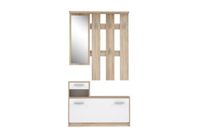 Breslau Entrémøbelsæt 98x180 cm - Beige/Hvid - Møbler - Entrémøbler - Møbelsæt til hall og entre