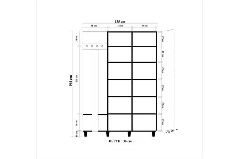 Brokind Tøjopbevaring 135 cm - Brun - Møbler - Entrémøbler - Møbelsæt til hall og entre