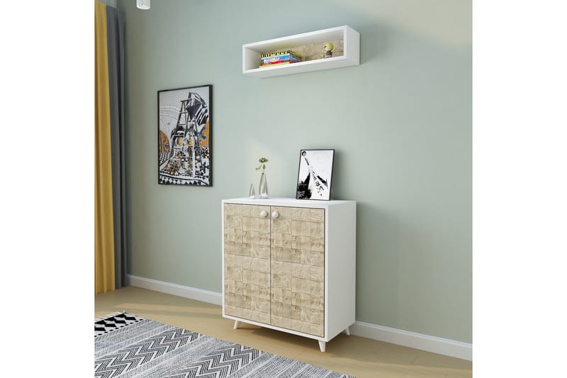 Campdes Entrémøbelsæt 80x80 cm - Natur/Hvid - Møbler - Entrémøbler - Møbelsæt til hall og entre