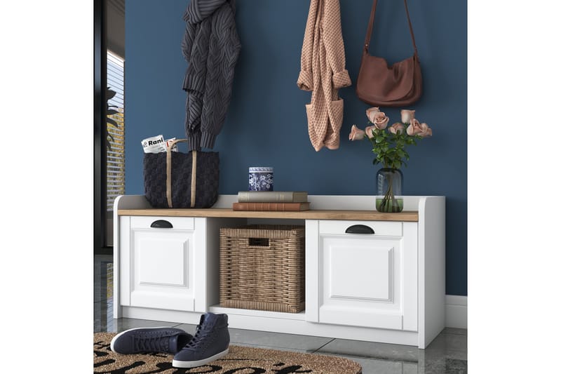 Caraway Hallmøbelsæt Hvid/Brun - Hanah Home - Møbler - Entrémøbler - Møbelsæt til hall og entre