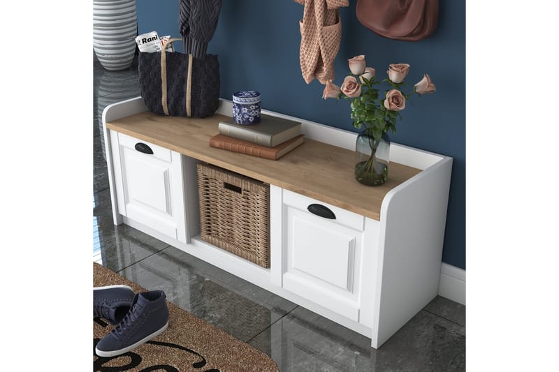 Caraway Hallmøbelsæt Hvid/Brun - Hanah Home - Møbler - Entrémøbler - Møbelsæt til hall og entre