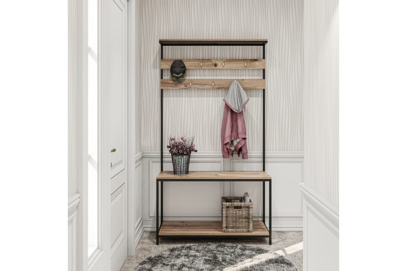 Daizhane Entrémøbel 105 cm - Sort/Træ/Natur - Møbler - Entrémøbler - Møbelsæt til hall og entre