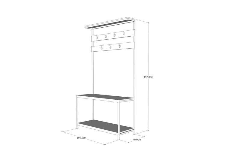Daizhane Entrémøbel 105 cm - Sort/Træ/Natur - Møbler - Entrémøbler - Møbelsæt til hall og entre