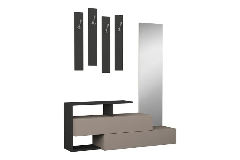 Decorta Entremøbel / Garderobe - Træ / mørkegrå - Møbler - Entrémøbler - Møbelsæt til hall og entre