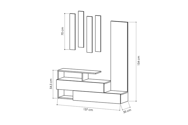 Decorta Entremøbel / Garderobe - Træ / mørkegrå - Møbelsæt til hall og entre - Entréopbevaring