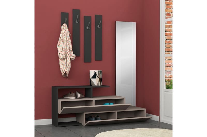 Decorta Entremøbel / Garderobe - Træ / mørkegrå - Møbler - Entrémøbler - Møbelsæt til hall og entre