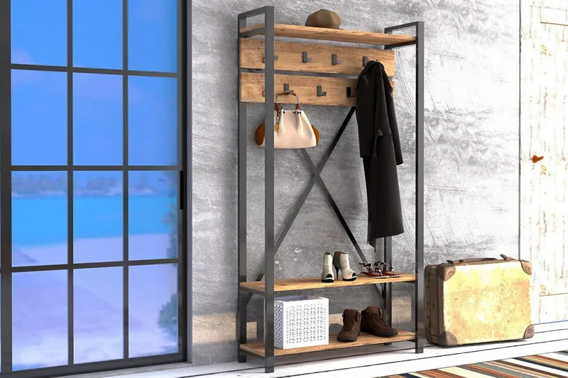 Devonne Entrémøbel 90 cm - Valnød|Grå - Møbler - Entrémøbler - Møbelsæt til hall og entre