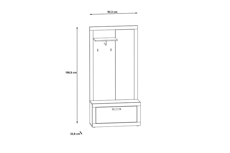 Dolnis Entrémøbelsæt 34x94 cm - Brun/Grå - Møbler - Entrémøbler - Møbelsæt til hall og entre
