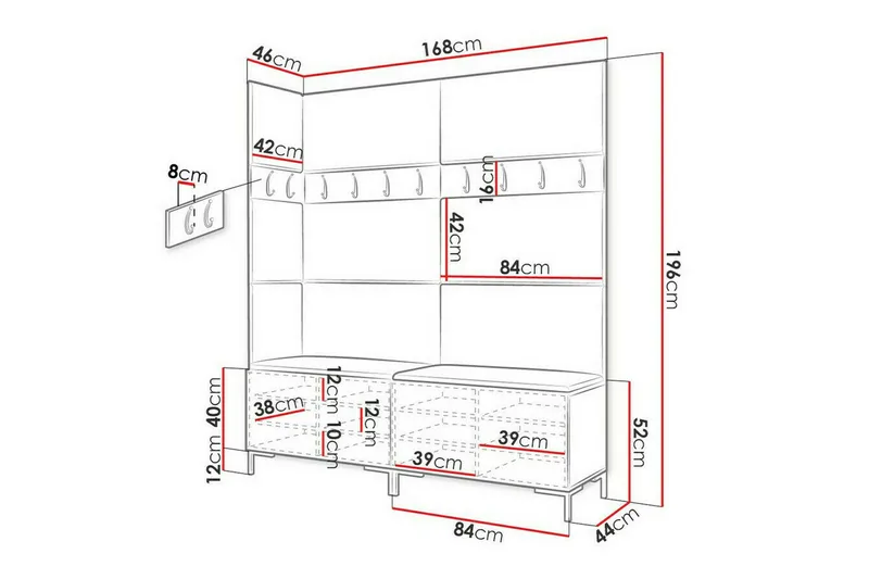 Dunvegan Hallmöbelset 168x46 cm White - Møbler - Entrémøbler - Møbelsæt til hall og entre
