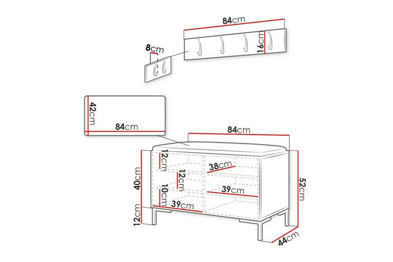 Dunvegan Hallmöbelset 84x44 cm Brown - Møbler - Entrémøbler - Møbelsæt til hall og entre
