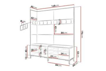 Dunvegan Hallmøbelset 168x46 cm - Sort - Møbler - Entrémøbler - Møbelsæt til hall og entre