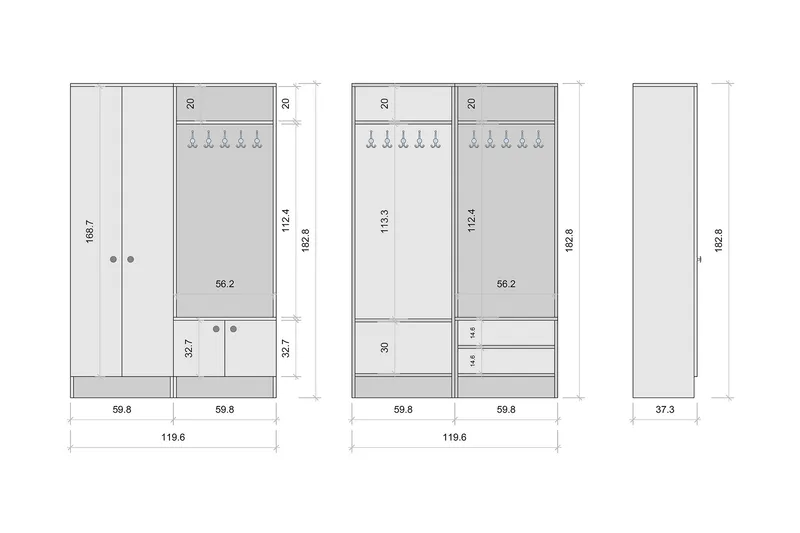 Erickslund Entrémøbelsæt - Hvid - Møbler - Entrémøbler - Møbelsæt til hall og entre