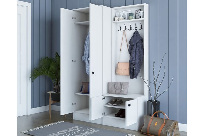 Erickslund Entrémøbelsæt - Hvid - Møbler - Entrémøbler - Møbelsæt til hall og entre