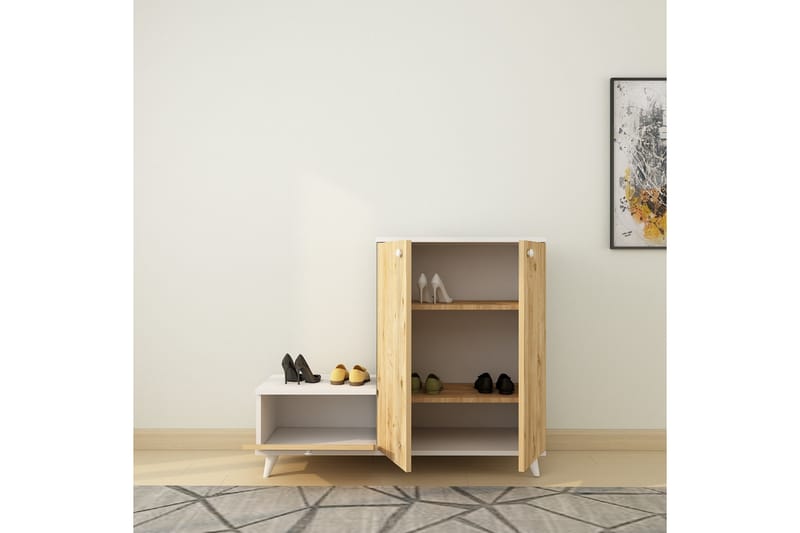 Esrana Entrémøbelsæt 120x120 cm - Natur/Hvid - Møbler - Entrémøbler - Møbelsæt til hall og entre