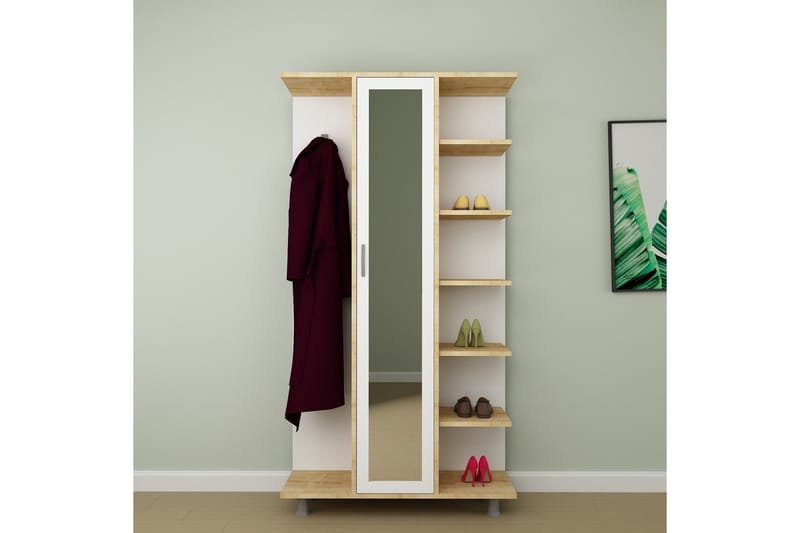Eylour Entrémøbelsæt 180x100 cm - Natur/Hvid - Møbler - Entrémøbler - Møbelsæt til hall og entre