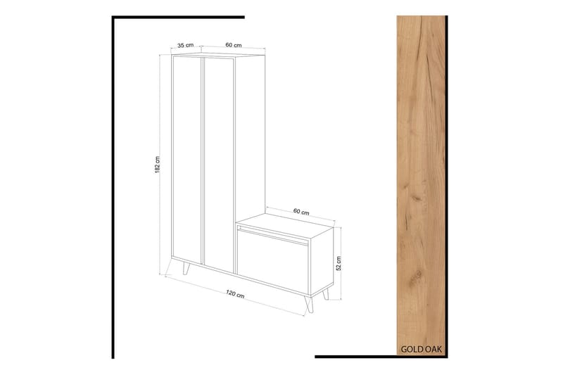 Förvaring hall Guld|Ek|Gul - Møbelsæt til hall og entre - Entréopbevaring