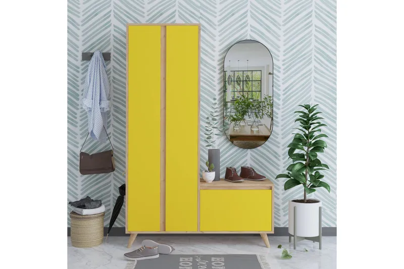 Förvaring hall Guld|Ek|Gul - Møbler - Entrémøbler - Møbelsæt til hall og entre